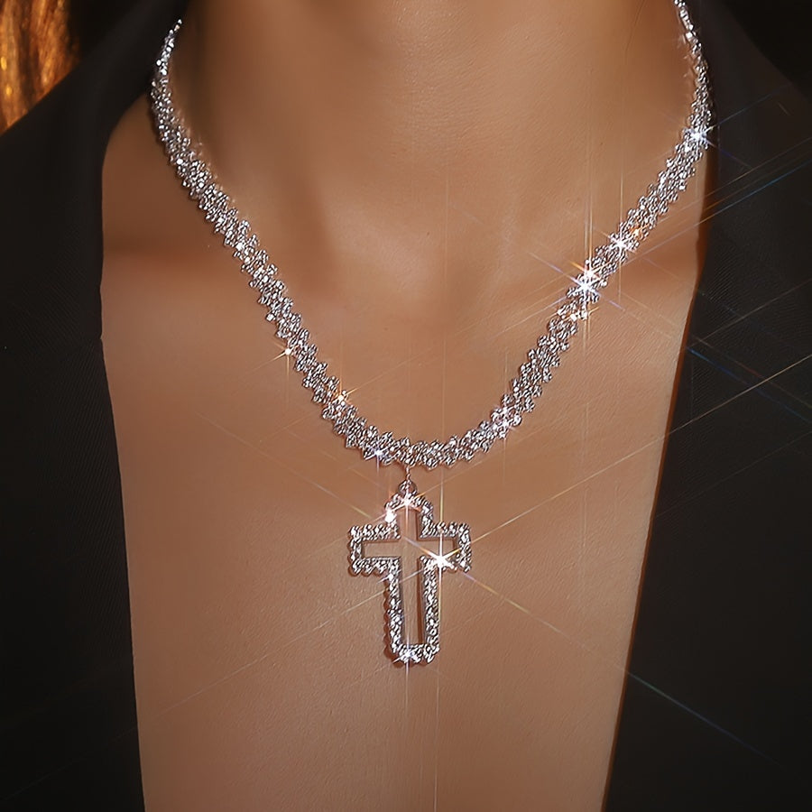 Sparkling Cross Pendant, Sterling silver